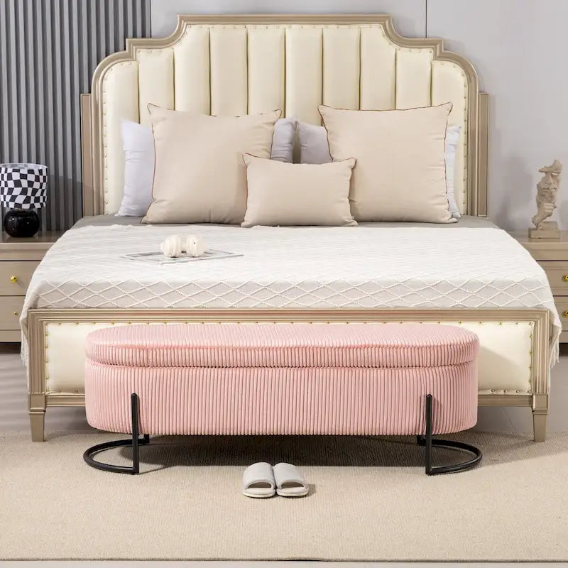 Banc de rangement tressé avec charnières de sécurité, banc d'extrémité pour salon et chambre à coucher