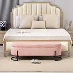 Banc de rangement tressé avec charnières de sécurité, banc d'extrémité pour salon et chambre à coucher