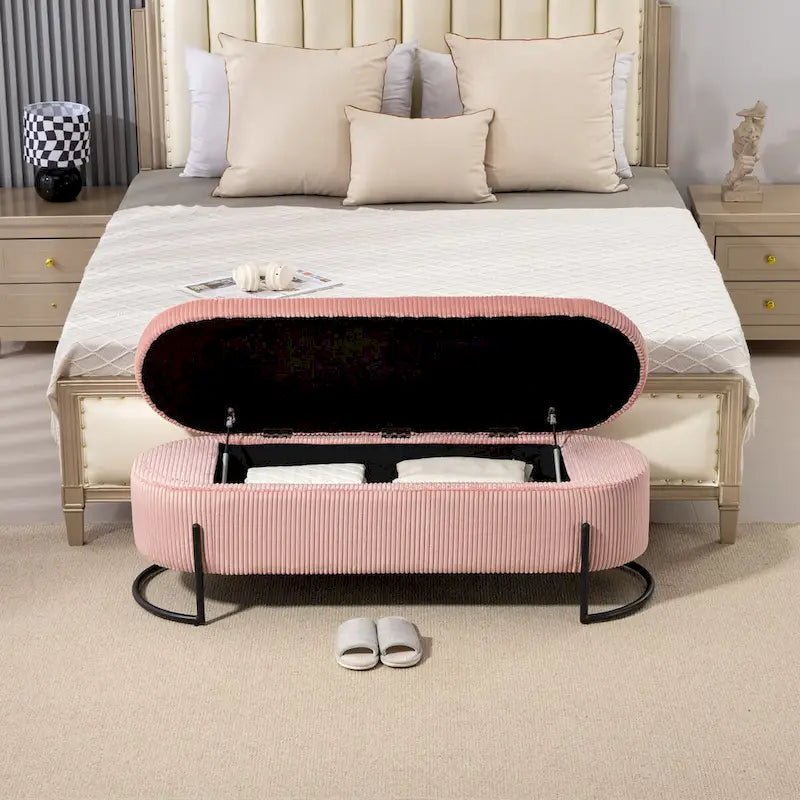 Banc de rangement tressé avec charnières de sécurité, banc d'extrémité pour salon et chambre à coucher