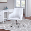 Chaise en cuir blanc dossier mi-hauteur - 62 cm L x 63 cm l x 87,5 cm H