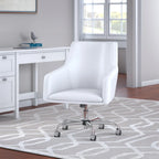 Chaise en cuir blanc dossier mi-hauteur - 62 cm L x 63 cm l x 87,5 cm H