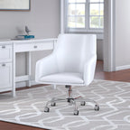 Bush Furniture Broadview Mid Back Leather Box Chair in White - 24.41L x 24.80W x 34.45H