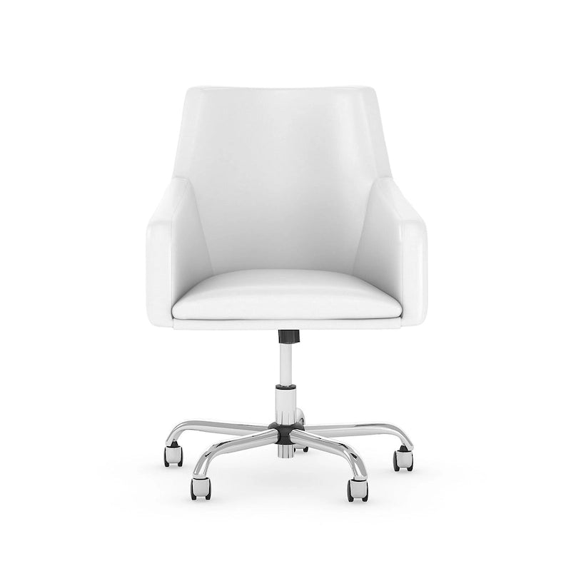 Chaise en cuir blanc dossier mi-hauteur - 62 cm L x 63 cm l x 87,5 cm H