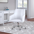 Chaise en cuir blanc dossier mi-hauteur - 62 cm L x 63 cm l x 87,5 cm H